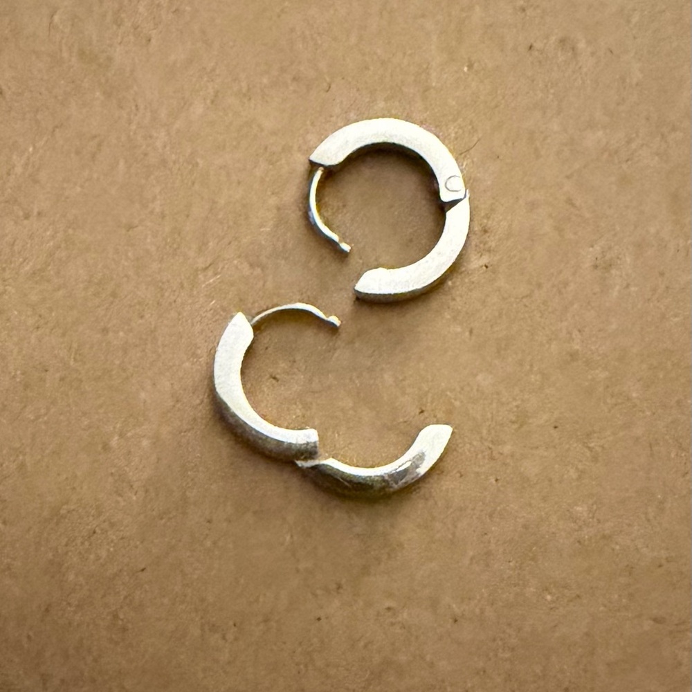 Mini hoop earrings. Snap closure and made for sensitive ears. By Oh Clem. - Picture 2 of 5